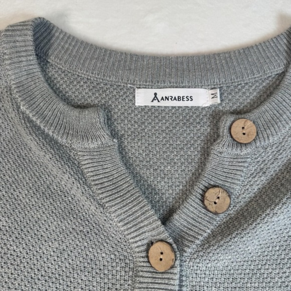 Gray Knit Button-Front Sweater Dress - Picture 3 of 7